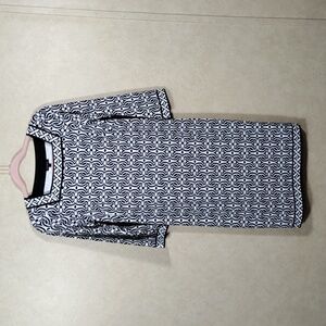 01571 Talbots black & white 3/4 sleeve knit dress S NWT